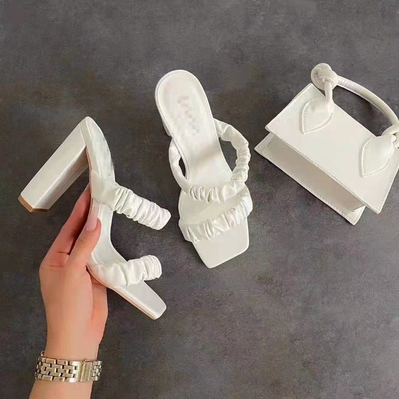 Square Head Thick Heel Sandals